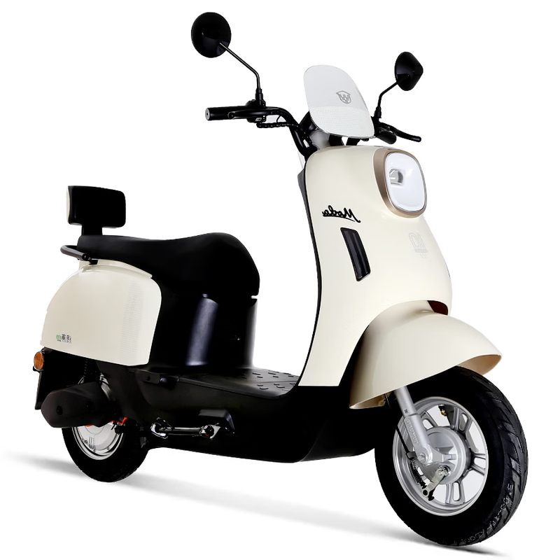 Luyuan electric motorcycle M7 long range, high power, national good car, 74 kilometers, 60V 5 lead-acid batteries, 1000W new national standard pedals, Christmas and New Year's day cream white