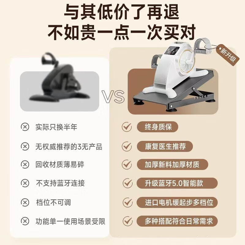 Shikanda Rehabilitation Training Bicycle Elderly Stroke Hemiplegia Leg Trainer Cerebral Infarction Upper and Lower Limbs Electric Rehabilitation Instrument Equipment Bed Special Active and Passive Rehabilitation Machine + Bilateral Comfort Protective Gear