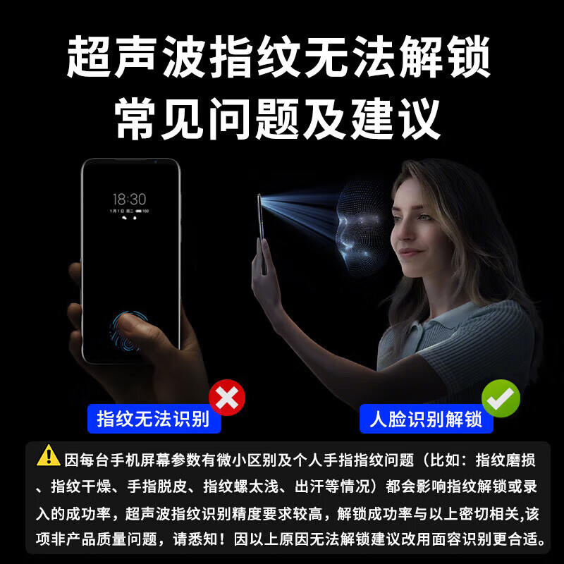 Felker Ultrasonic screen fingerprint unlocking in seconds, suitable for OnePlus Ace6T tempered film anti-peep film 1+ace6/t mobile phone film full-screen high-definition anti-fall protection film OnePlus Ace6 HD model | dust-free cabin second patch 2 pieces