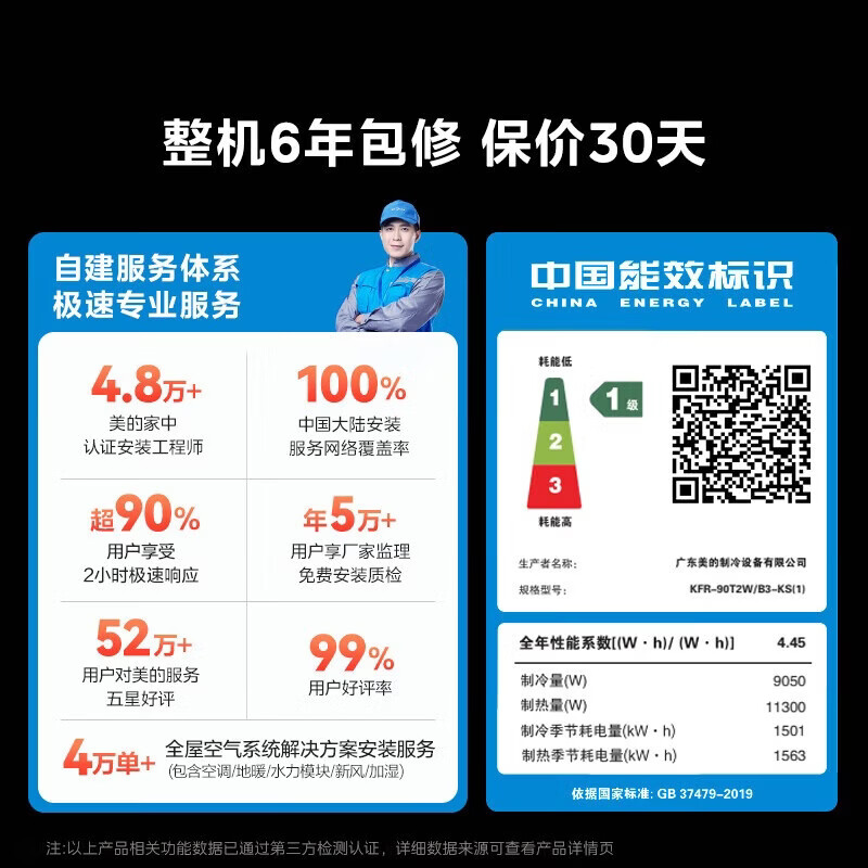 Midea Central Air Conditioning Cool Energy Saving Enjoy Fourth Generation Duct Machine One to One 3 HP 4 HP First Class Energy Efficiency Starlight Ultimate Edition Power Saving TOP1 First Class Energy Efficiency National Subsidy Cool Energy Saving 4 HP Quality Gold Award One Price All-inclusive (38-54)