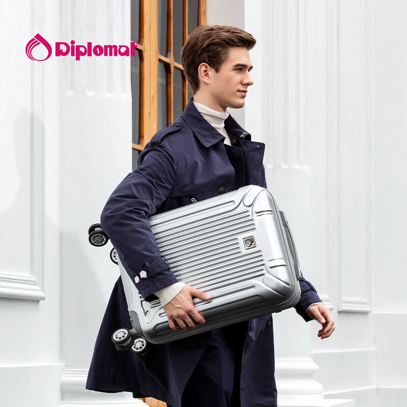 Diplomat diplomat suitcase 20-inch expansion layer trolley case men's suitcase boarding password box women's TC-6012 silver