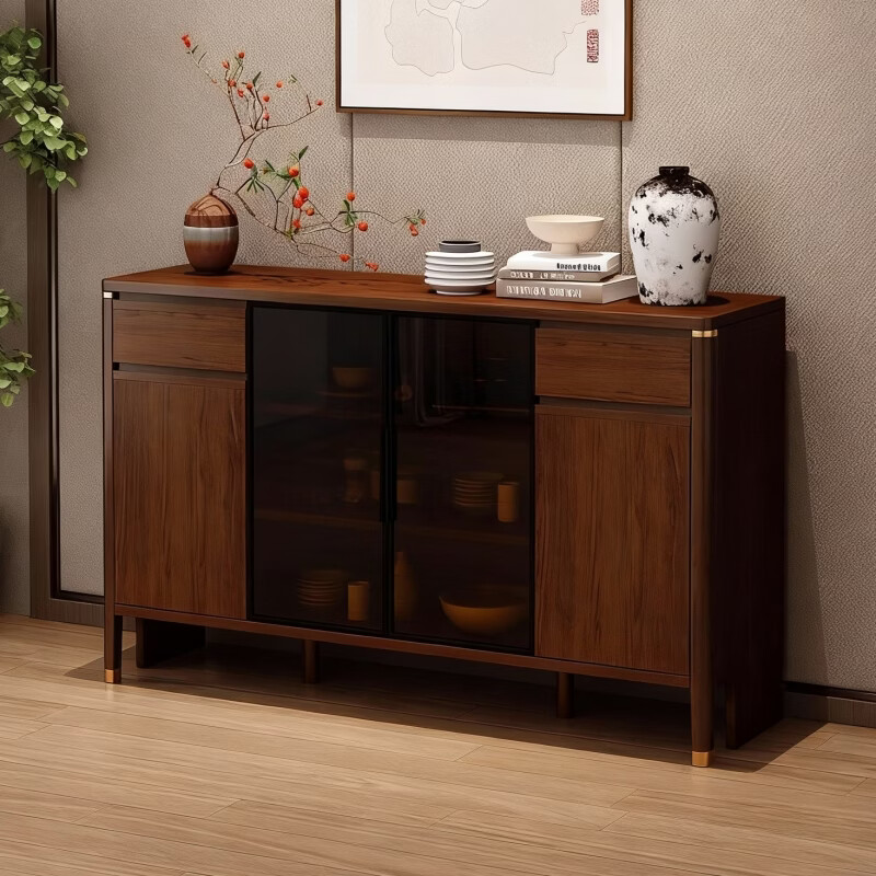 Zhixin Muwang modern minimalist sideboard solid wood living room tea cabinet wine cabinet home kitchen multi-function preparation cabinet storage cabinet solid wood ecological board 84 long 40 wide 88 high