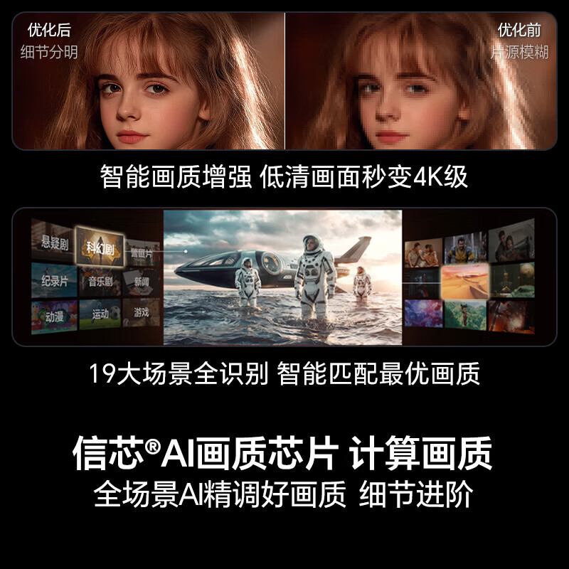 Hisense TV Xiaomo E5Q Pro 75-inch 768 partition U+MiniLED Xinxin chip anti-reflective anti-glare ink crystal screen national subsidy World Cup 75E5Q-PRO