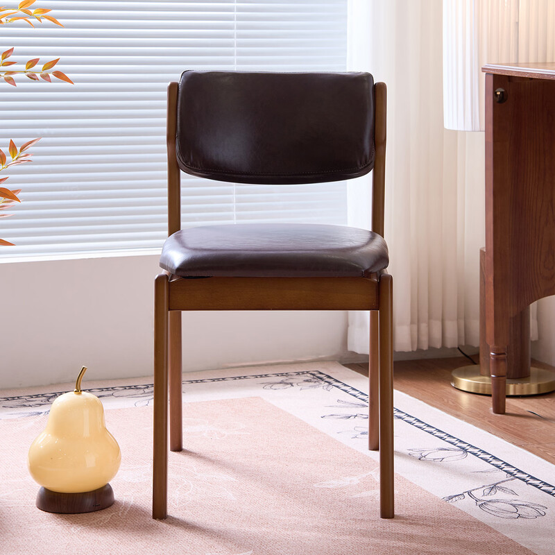 Huazhou solid wood dining chair, desk chair, office chair, home comfortable back chair, study room, antique style simple study chair, antique color