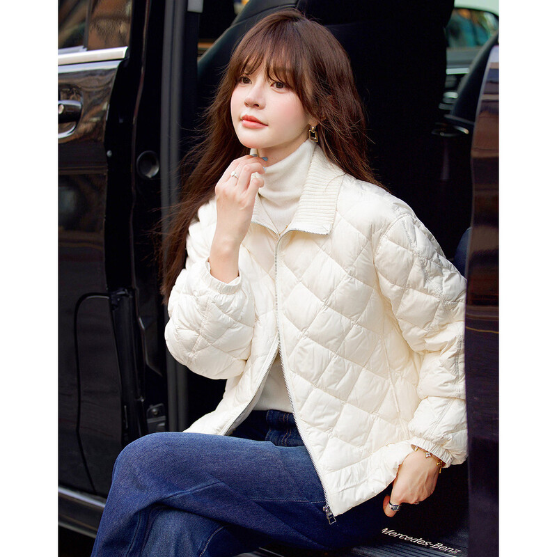 Demana 90 duck down winter matte stand collar four-layer craft splicing woolen collar ruffled elastic women's down jacket