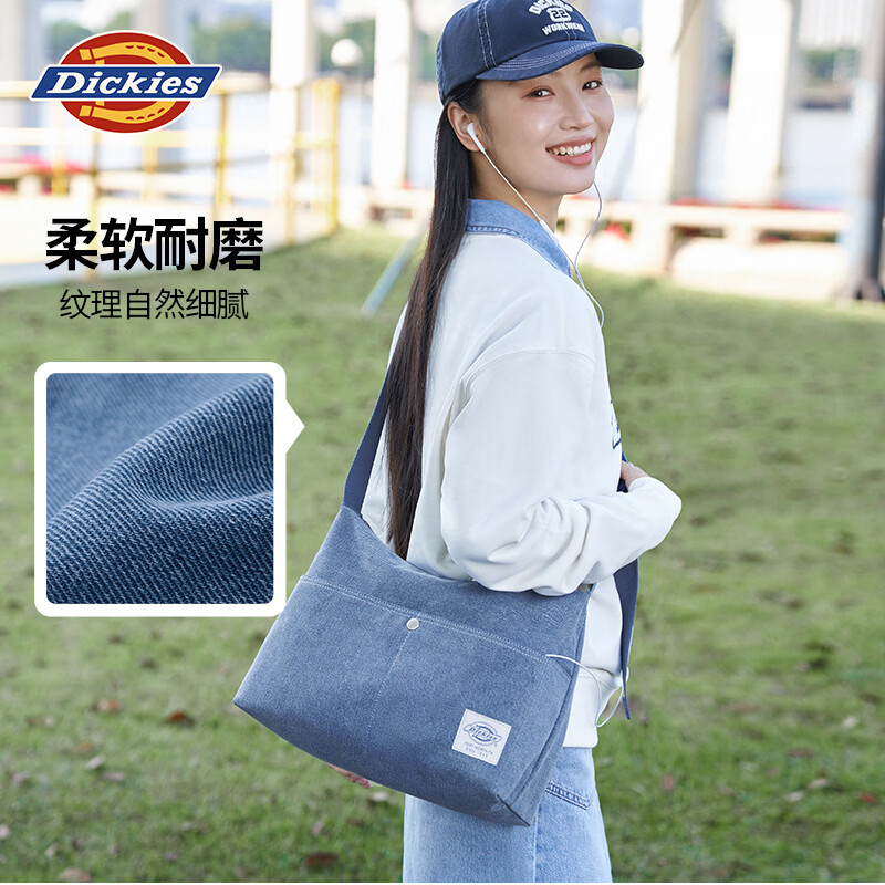 Dickies crossbody bag retro denim denim shoulder portable college student class commuting ladies bag denim blue