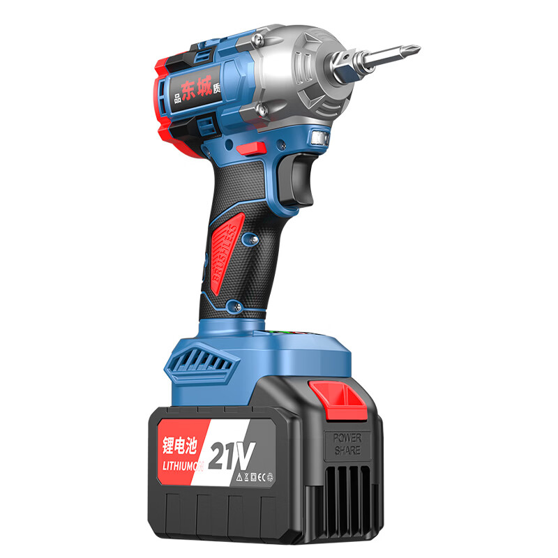 Dongcheng Electric Wrench High Torque Pure Copper Brushless Lithium Battery High Torque Wrench Frame Worker Auto Repair Multi-Function Wind Cannon One Machine 2 Batteries + Auto Repair Model Gift Pack +800N