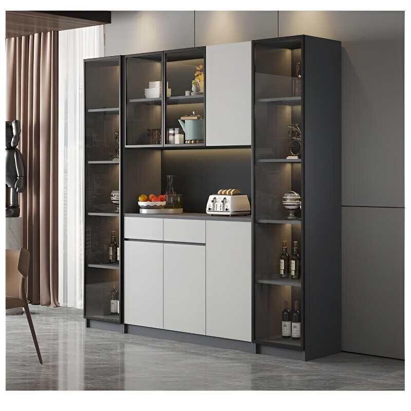 Fansenrong 2026 new wine cabinet light luxury home wall-mounted simple multi-functional storage cabinet small living room entrance cabinet 80CM wine cabinet + 120CM sideboard + 80 wine cabinet, including upstairs and installation.