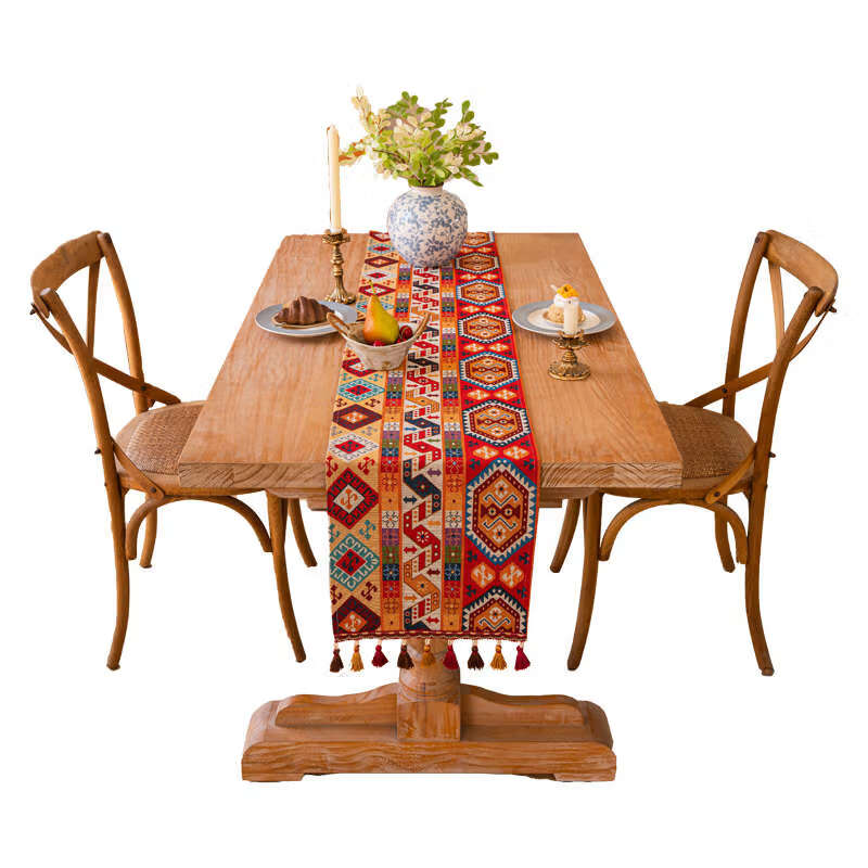 Fantasy table flag style tablecloth coffee table TV cabinet sideboard shoe cabinet decorative cover cloth dark red badge 33x220cm