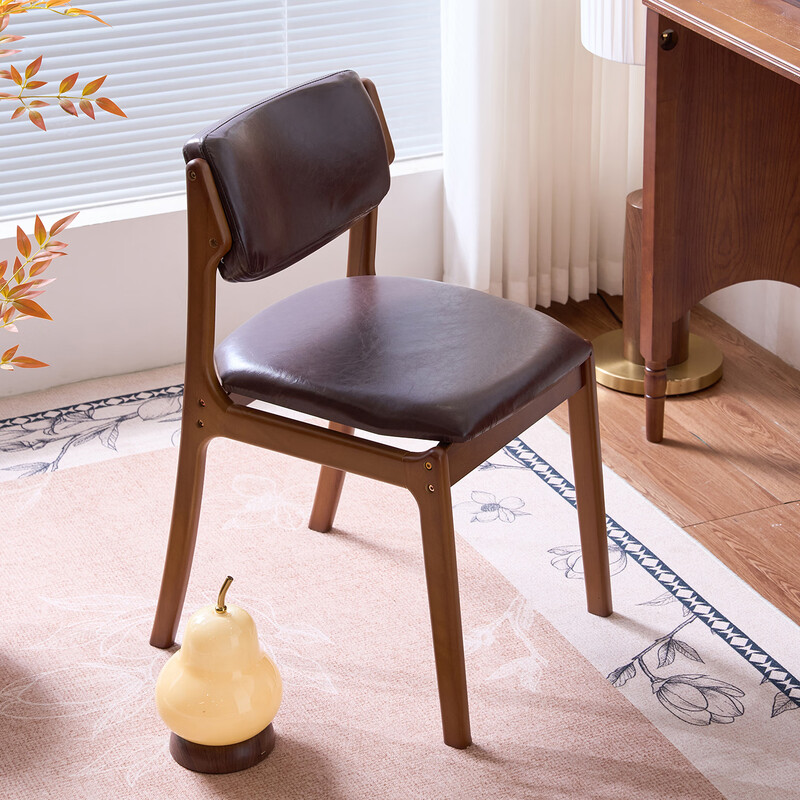 Huazhou solid wood dining chair, desk chair, office chair, home comfortable back chair, study room, antique style simple study chair, antique color