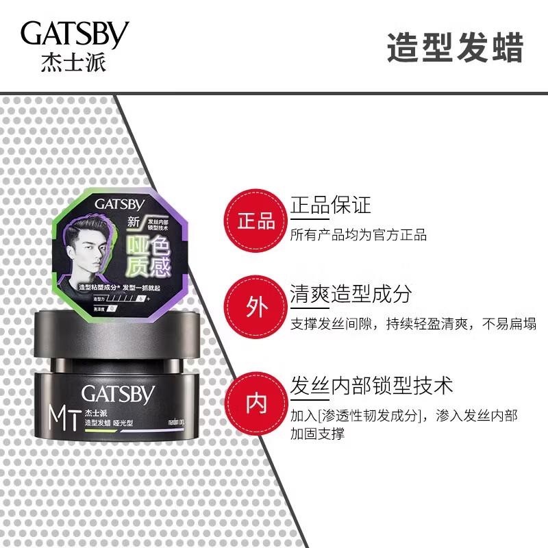 GATSBY Styling Hair Wax Matte 80g Newly upgraded and powerful styling New and old packaging shipped randomly