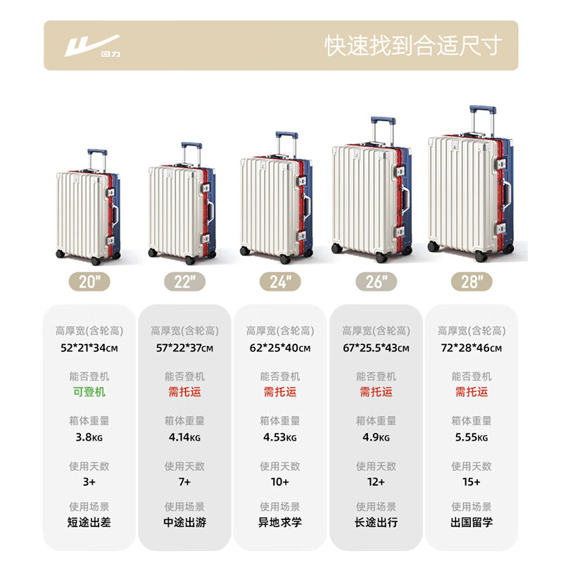 Pull back suitcase aluminum frame trolley case large capacity men's and women's suitcase password box sturdy leather case color matching 26 inches