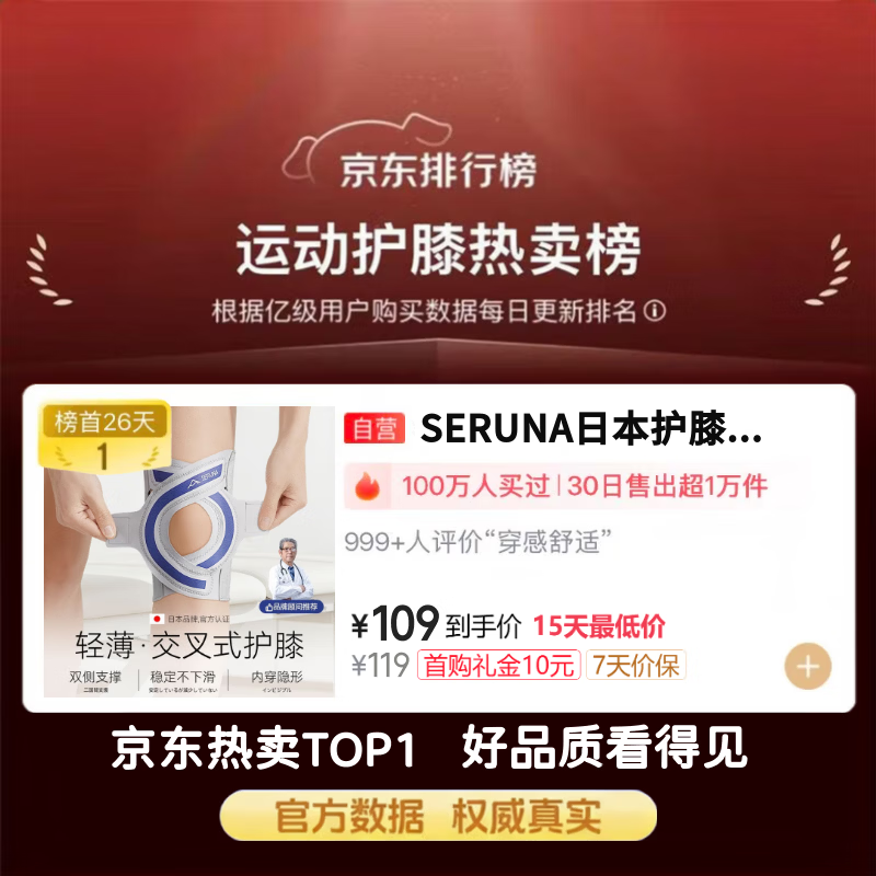 SERUNA Japanese meniscus knee pads, patella joint knee protectors, professional medical men's and women's injury protection sleeves