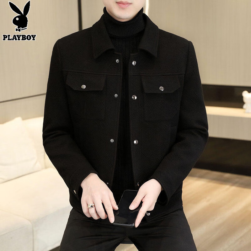 Playboy (PLAYBOY) Men's Jacket 2026 Spring and Autumn New Casual Fashion Young and Middle-aged Tops Lapel Jackets Men's Tops Khaki L 175 Recommended 120-140 catties