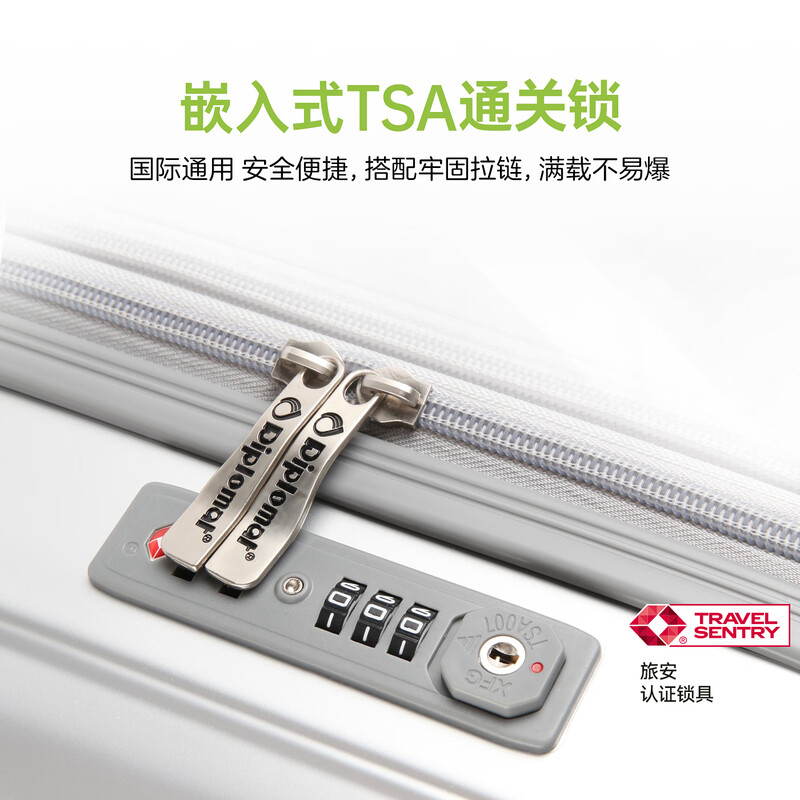 Diplomat diplomat suitcase 20-inch expansion layer trolley case men's suitcase boarding password box women's TC-6012 silver