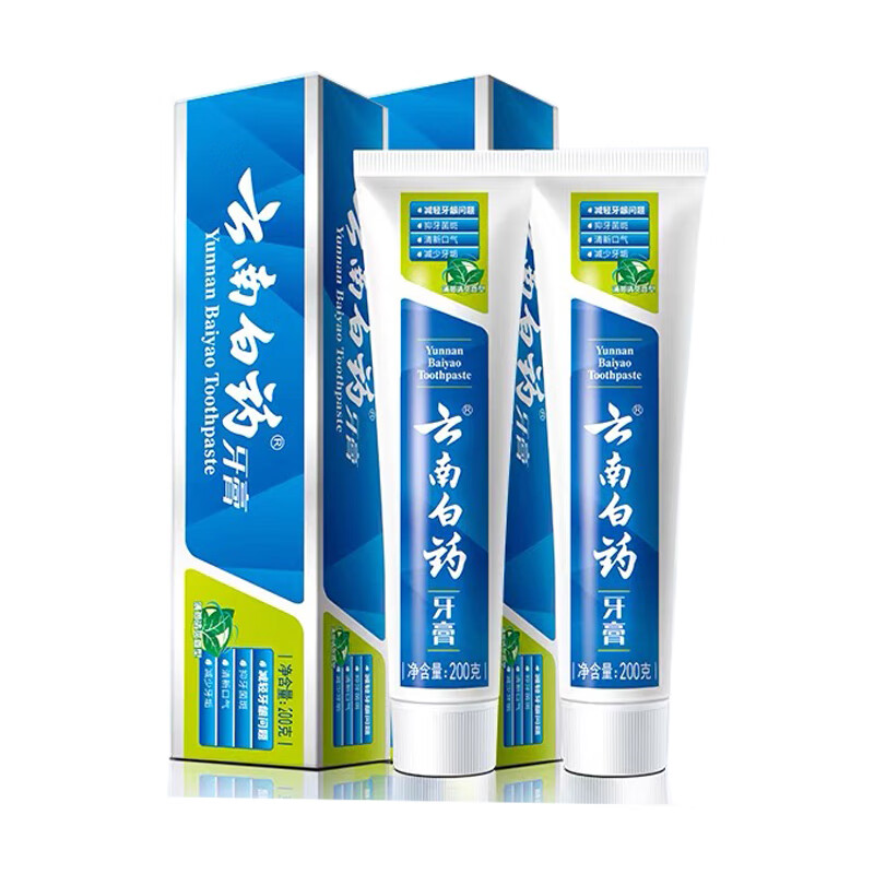 Yunnan Baiyao (YUNNANBAIYAO) classic toothpaste strengthens teeth, protects gums, freshens breath, mint 200g*2, on clearance