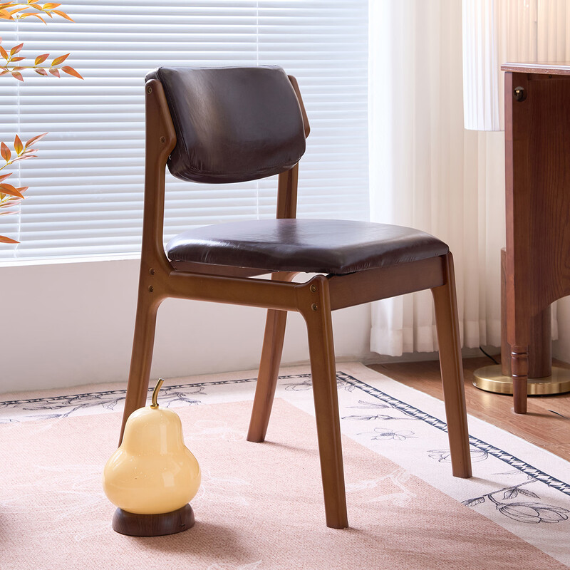 Huazhou solid wood dining chair, desk chair, office chair, home comfortable back chair, study room, antique style simple study chair, antique color