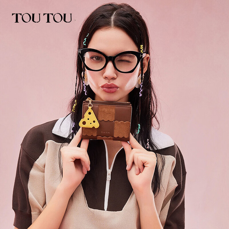 Toutou short multi-card slot biscuit coin purse large banknote holder birthday New Year gift storage card bag clutch bag for girlfriend