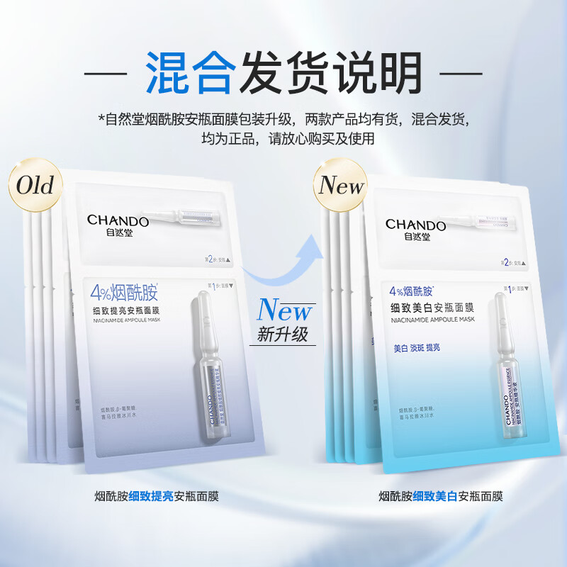 Chando Niacinamide Fine Whitening Ampoule Mask 20 pieces, brighten spots, improve redness and sensitive skin