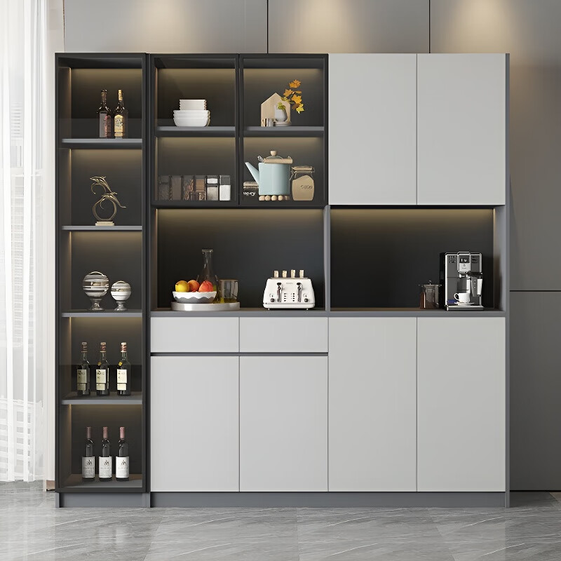 Fansenrong 2026 new wine cabinet light luxury home wall-mounted simple multi-functional storage cabinet small living room entrance cabinet 80CM wine cabinet + 120CM sideboard + 80 wine cabinet, including upstairs and installation.