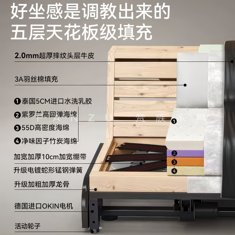 Sanskrit Lawrence Napa textured leather electric sofa function retractable zero wall Italian style minimalist luxury living room new style