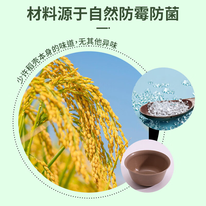 Shenfu rice husk disposable tableware set, biodegradable four-piece set of bowls, chopsticks, cups and spoons, household thickened lunch box, rice husk five-piece set of 50 sets (bowls, cups, saucers, spoons and chopsticks) individually packed