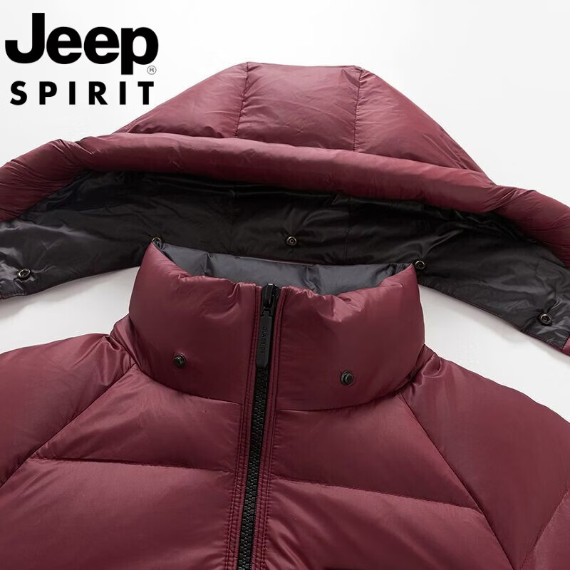JEEP Jeep International Brand Men's Down Jacket Winter 2025 New Thick Warm Loose Hooded Casual Jacket Men's Down Jacket - Black M Recommended 95-110 catties