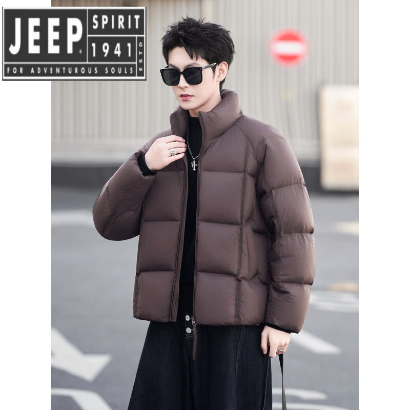 JEEP SPIRIT Puff Short Men's Down Jacket High Filling Warmth White Duck Down Liner Premium Casual Jacket Winter Men Black 2XL