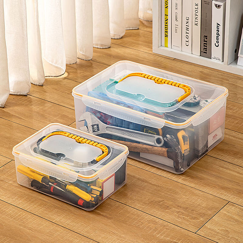 Jieyunmao Hardware Tool Box Screw Parts Accessories Storage Box Household Multi-Function Portable Transparent Plastic Storage Organizing Box Large Size 1 Pack