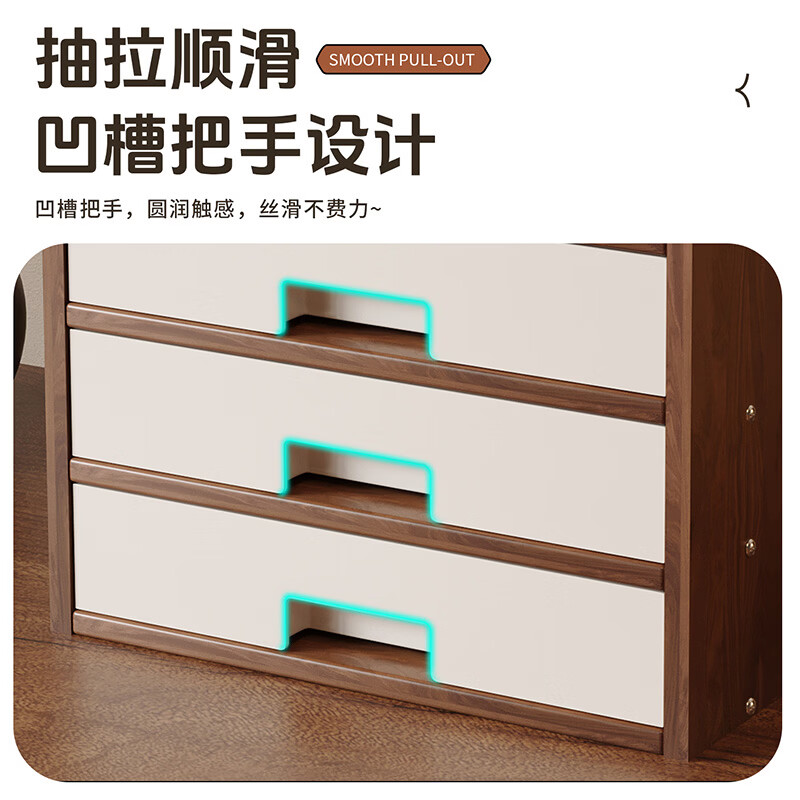 WANSHIJIA Desktop Storage Rack Workstation Desk Multi-Function File Cabinet Multi-Layer Drawer Cabinet Organizing Storage Box 03 Walnut Color
