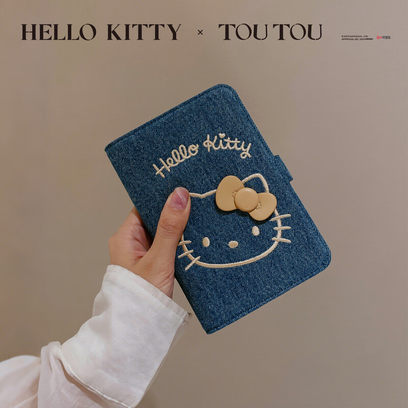 Toutouhellokitty Hello Kitty denim passport bag thin coin purse passport holder birthday new year year of the horse gift