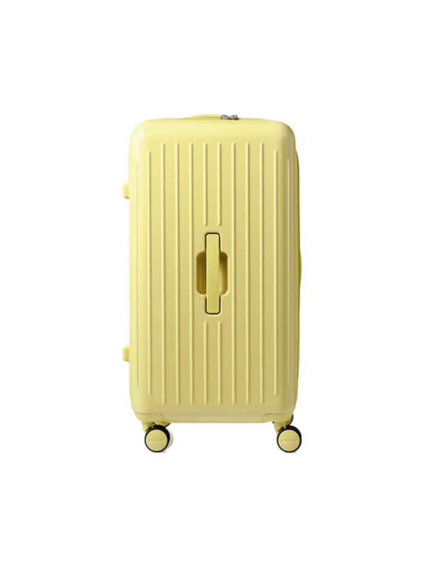 Meitu large-capacity suitcase jelly box trolley suitcase sports case men's business trip women's deep warehouse boarding suitcase BB5 light yellow fine storage 24 inches 5-10 days medium and long distance