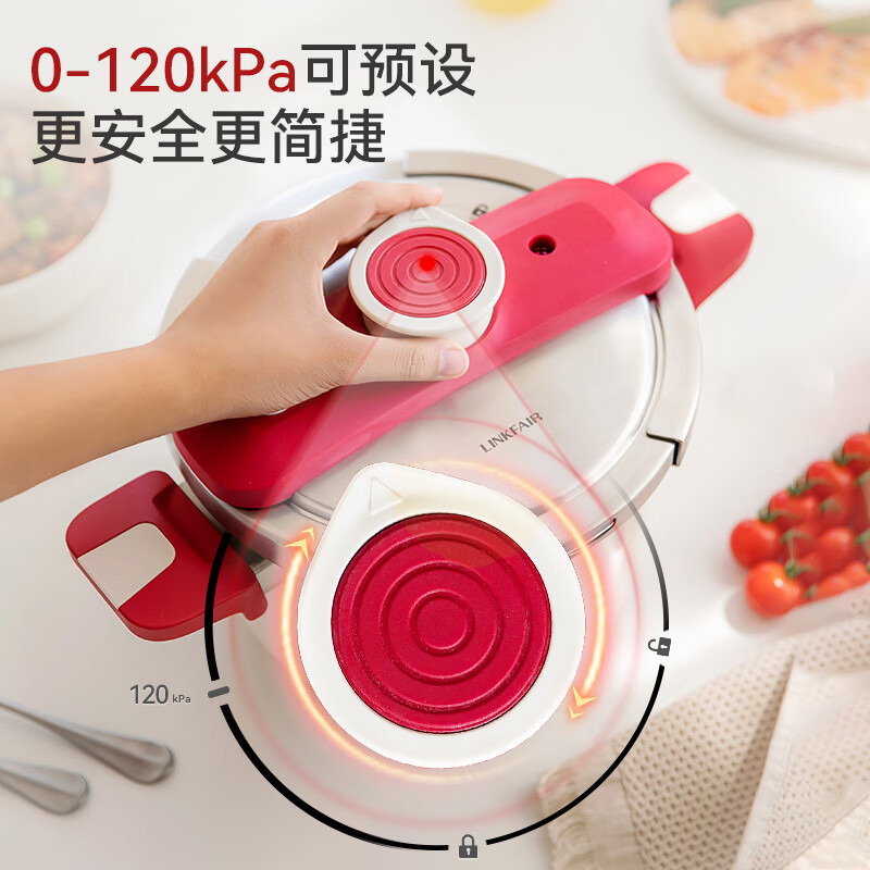Lingfeng (LINKFAIR) pressure cooker stainless steel 6L pressure cooker household explosion-proof one-hand opening and closing for gas induction cooker JD.com limited