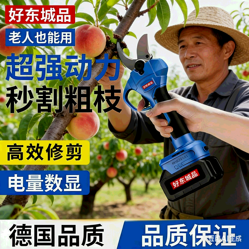 Haodongcheng Pindongcheng electric scissors, powerful garden fruit tree pruning shears, tree lithium battery pruners, branch electric shears, pruning artifact, dual batteries 5.0 cm, free luxury plastic box