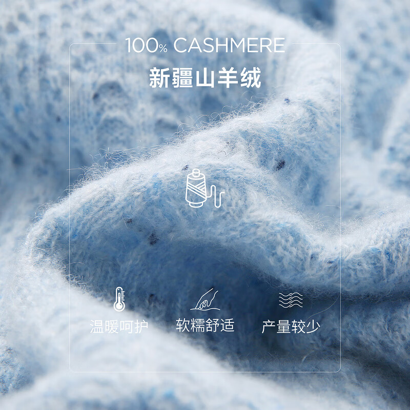 Komenboca 2025 Autumn and Winter Loose Cashmere Sweater Women's Round Neck Sweater Thickened Bottoming Sweater Color Dot Blue L