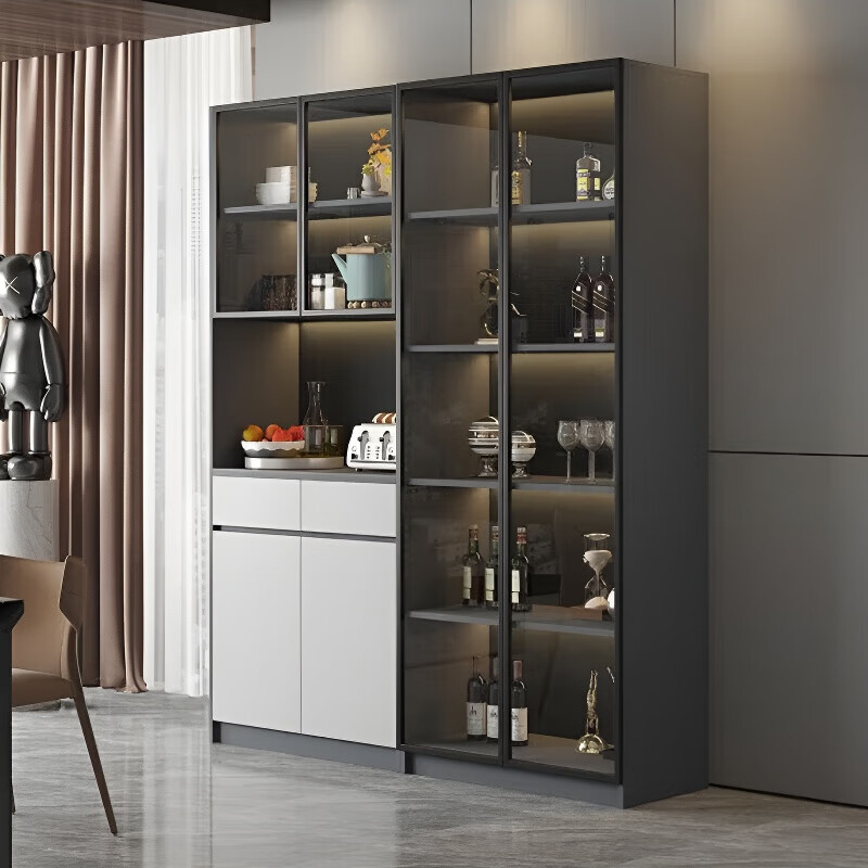 Fansenrong 2026 new wine cabinet light luxury home wall-mounted simple multi-functional storage cabinet small living room entrance cabinet 80CM wine cabinet + 120CM sideboard + 80 wine cabinet, including upstairs and installation.