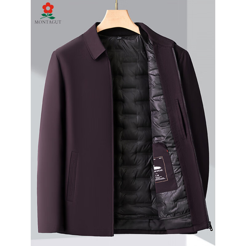 MONTAGUT Executive Jacket Down Jacket Men's Removable Liner Winter Warm Jacket for Middle-aged and Elderly Leaders and Dads Black Two-Wear-Removable Liner 2XL 185 Recommended 150-165 catties