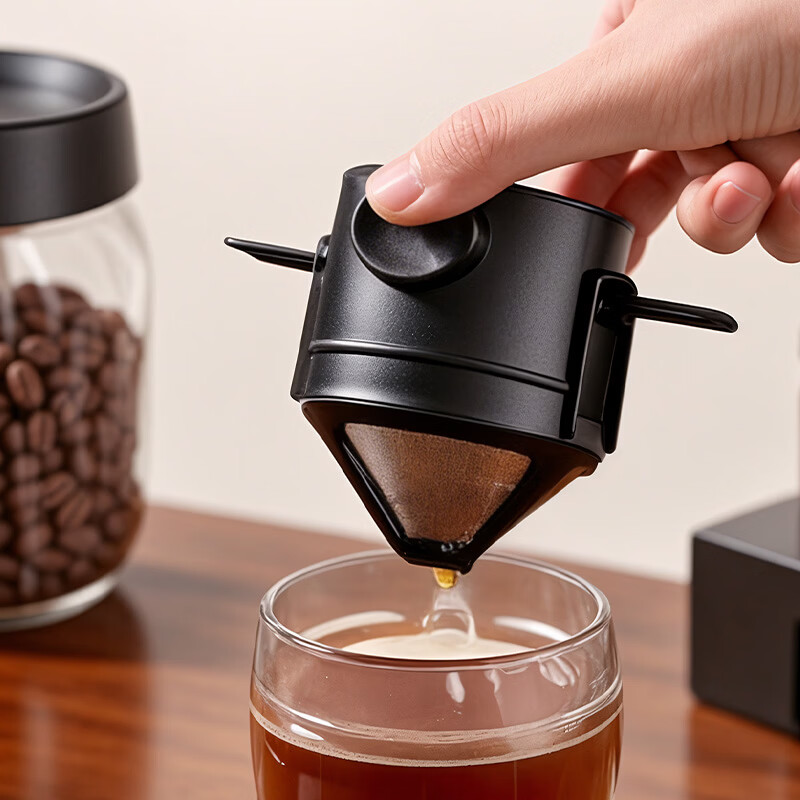 CLITON hand-brewed coffee filter cup drip-type household coffee pot stainless steel coffee filter with holder for 1-2 people