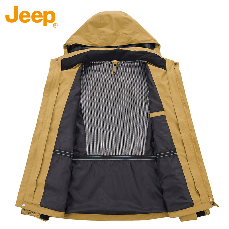 JEEP Jeep Jacket Men's Autumn and Winter Three-in-One Charge Top Workwear Polar Fleece Warm Men's Amber Gold 2XL