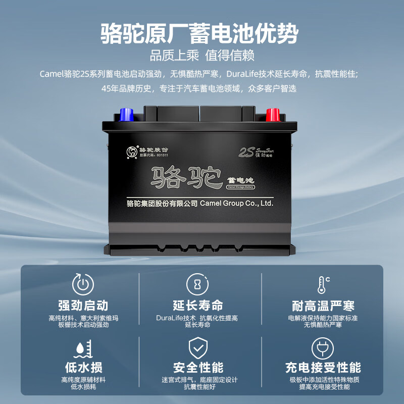 Camel (CAMEL) battery car battery 6-QW-45 12V45AH door-to-door installation-trade-in suitable for Venucia R50/Dongfeng Venucia D50 Fengshen A60