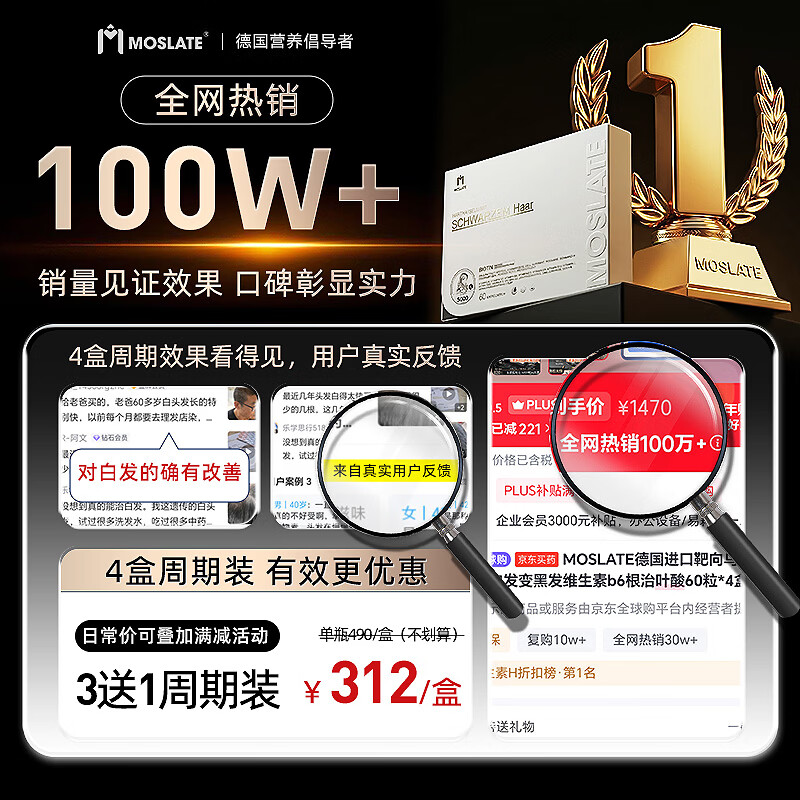 MOSLATE Germany imported targeted black hair capsules biotin white hair to black hair vitamin b6 root treatment folic acid 60 capsules