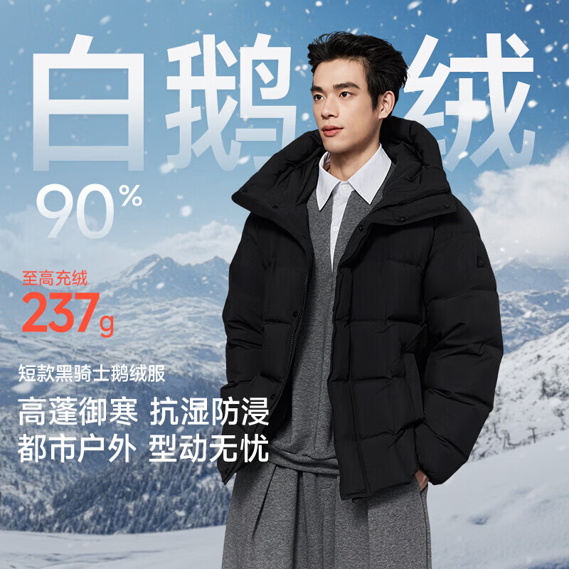 Meili City Luzhuo Same Style Down Jacket Men's Thickened Warm Versatile Goose Down Top Jacket 009 Obsidian Black XL