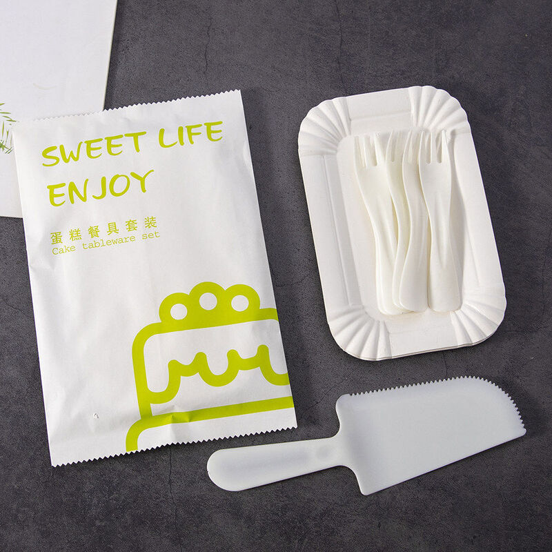 Traditional and simplified box of disposable tableware, cutlery, fork and plate combination plate and fork set, degraded paper plate, fork, candle, birthday plate, C-10 plate, 10 meter fork + rice knife 100 sets