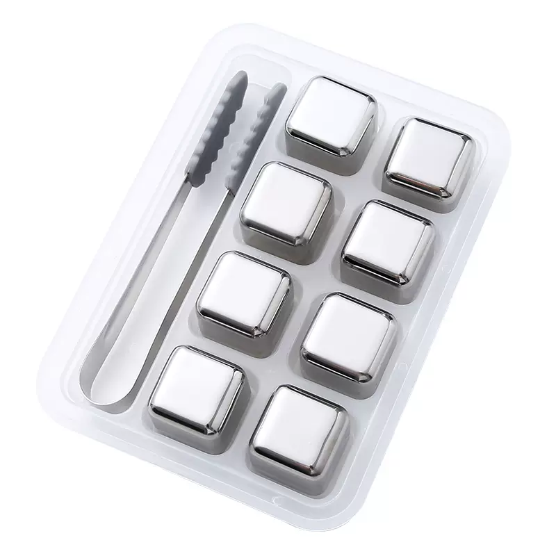 Yusenyi 304 stainless steel metal ice cube ice wine stone Douyin whiskey ice artifact quick-frozen steel non-melting ice ball 304 stainless steel polygon ball 1 pack