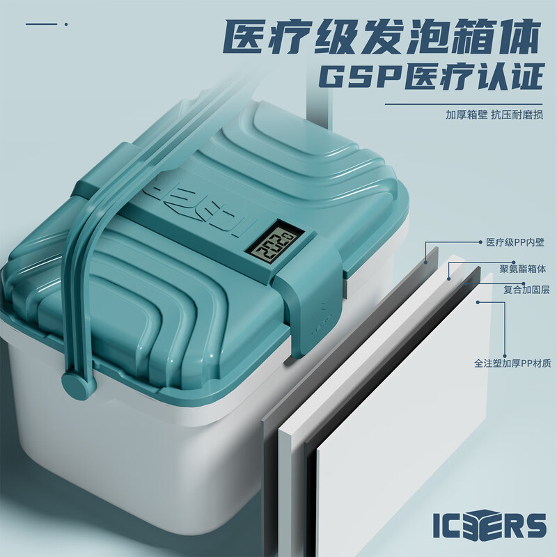 ICERS Eisens 6L medical PU insulated box camping refrigerator outdoor breast milk refrigerator meal delivery heat preservation with 6 ice bags