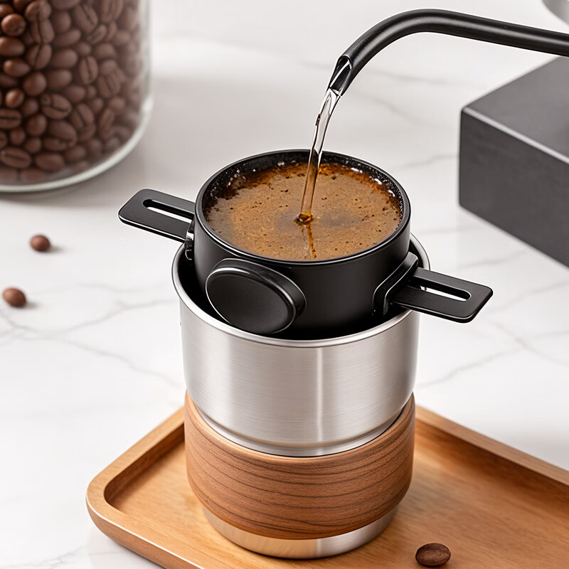 CLITON hand-brewed coffee filter cup drip-type household coffee pot stainless steel coffee filter with holder for 1-2 people