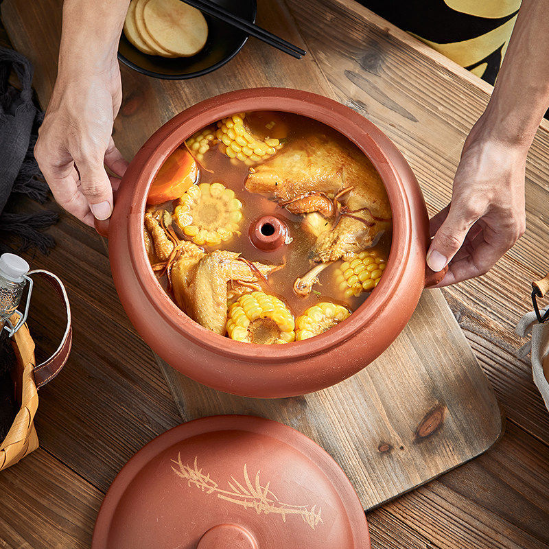 Steam pot chicken steam pot purple pottery household Yunnan Jianshui steam pot commercial gas pot chicken steam pot gas pot casserole bottom pot No. 2 Seiko steam pot 2 o'clock 0L pursue workmanship and shoot it