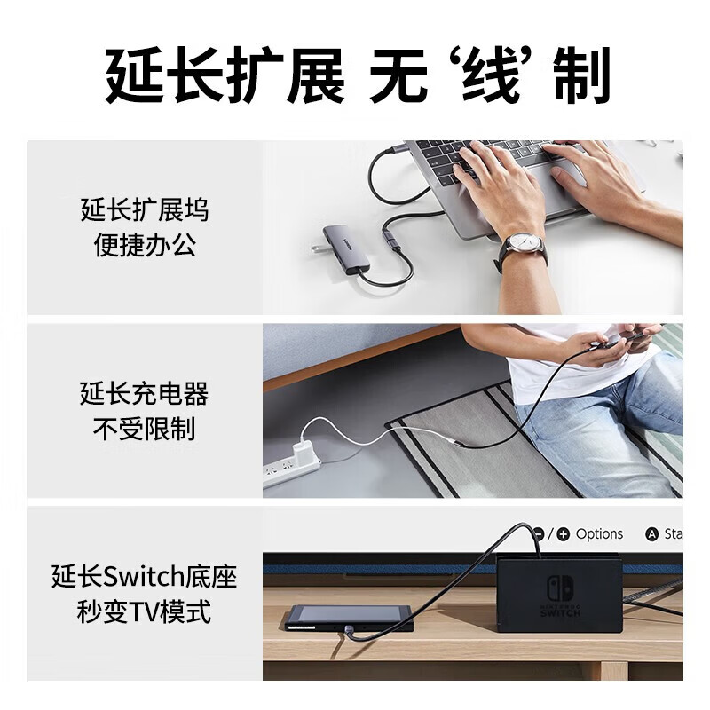 Greenlink Type-C extension cable male to female USB3.12 data cable PD100W charging extension converter suitable for tablets 31