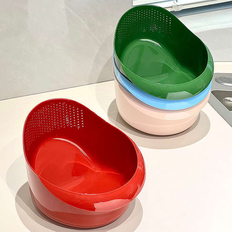 Yusenyi Kitchen Large Rice Basin Washing Vegetables and Fruits Household Water Filter Rice Washing Tool Pink