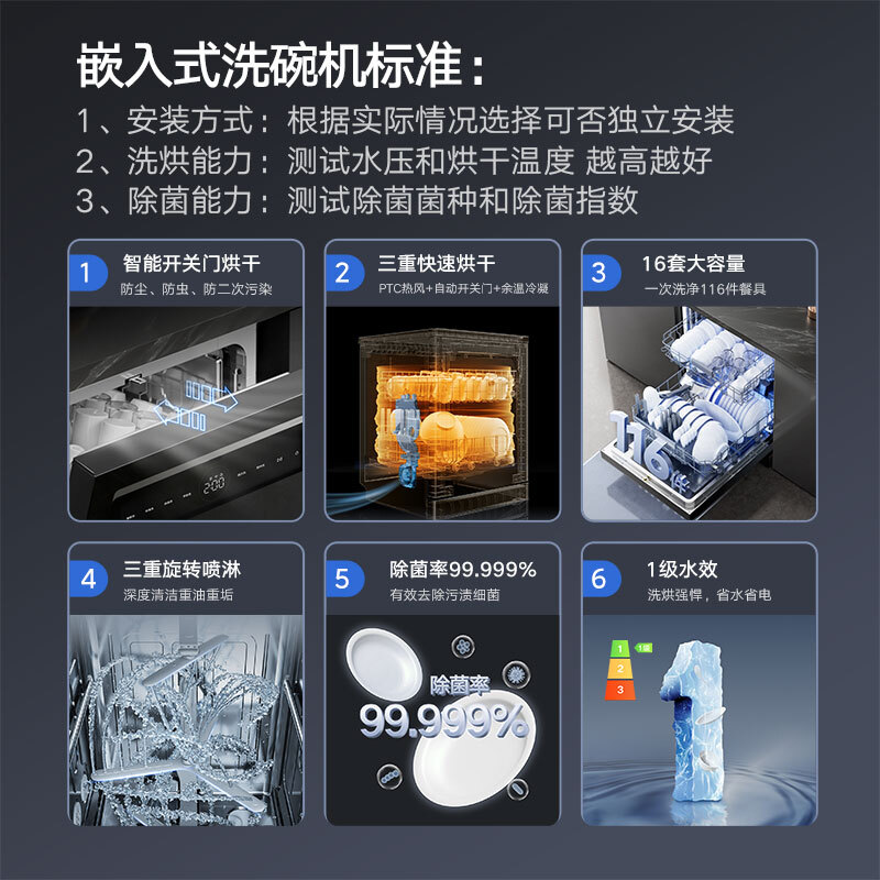 Mijia Xiaomi dishwasher 16 sets N1 smart switch door drying large capacity embedded independent dual-use first-class water efficiency QMDW1602M